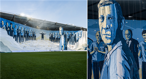 MFF hyllade klubbens störste - stort Bosse Larsson-tifo 